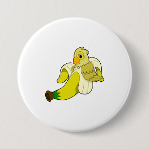 Badge Rond 7,6 Cm Perroquet avec banane