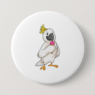 Badge Rond 7,6 Cm Perroquet avec crème glacée gaufre