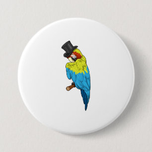 Badge Rond 7,6 Cm Perroquet avec cylindre