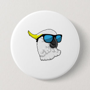 Badge Rond 7,6 Cm Perroquet avec lunettes de soleil