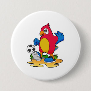 Badge Rond 7,6 Cm Perroquet comme joueur de football avec Soccer