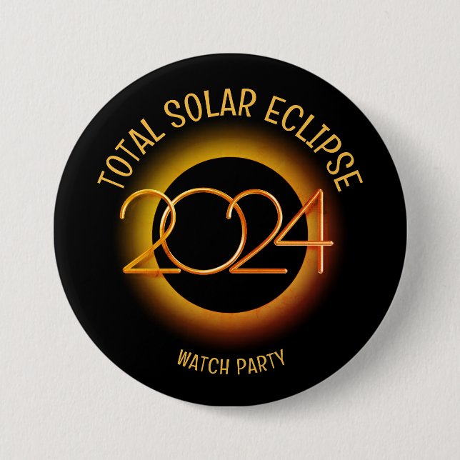 Badge Rond 7,6 Cm Personnalisé 2024 TOTAL SOLAR ECLIPSE (Devant)