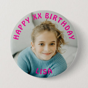 Badge Rond 7,6 Cm Personnalisé Joyeux Anniversaire Nom et âge de la
