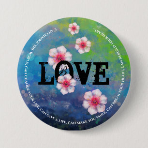 Badge Rond 7,6 Cm Personnaliser Amour avec abstrait nénuphar