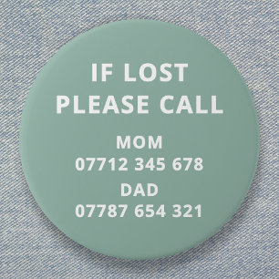 Badge Rond 7,6 Cm Personne-ressource d'urgence perdue