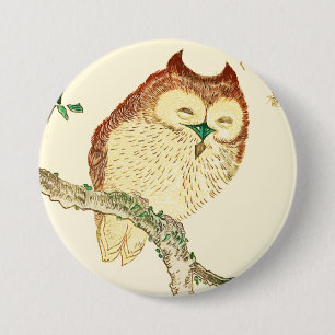 Badge Rond 7,6 Cm Petit hibou japonais