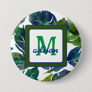 Badge Rond 7,6 Cm Philodendron vert Feuille Foliage Botanique