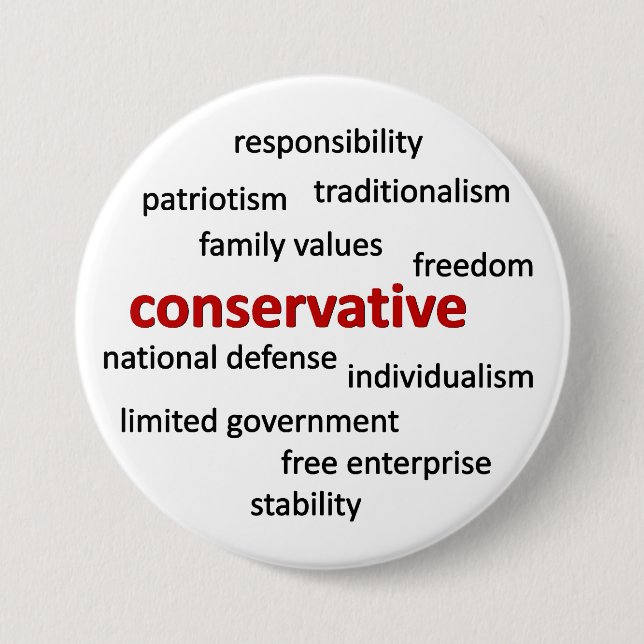 Badge Rond 7,6 Cm Philosophie et valeurs conservatrices (Devant)