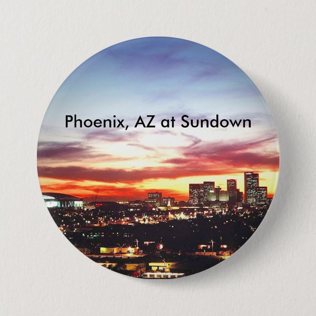 Badge Rond 7,6 Cm Phoenix, AZ at Sundown (Devant)
