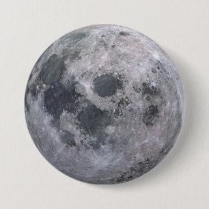 Badge Rond 7,6 Cm Photo de lune grise