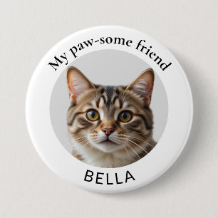 Badge Rond 7,6 Cm Photo et nom de chat de animal de compagnie Paw-so