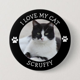 Badge Rond 7,6 Cm Photo noire et blanche mignonne de chat