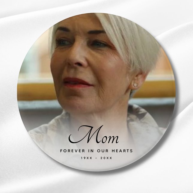 Badge Rond 7,6 Cm Photo personnalisée Hommage commémoratif funéraire (Photo Memorial Button)