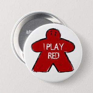 Badge Rond 7,6 Cm Phrase drôle Grunge Rouge Meeple Joueur de plateau
