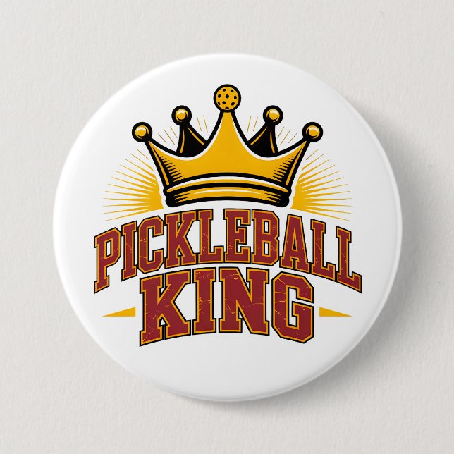 Badge Rond 7,6 Cm Pickleball King (Devant)