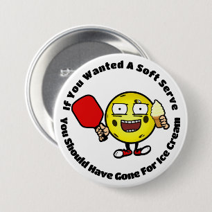 Badge Rond 7,6 Cm Pickleball Vanilla Soft Sert Ball Jaune Drôle