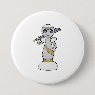 Badge Rond 7,6 Cm Pièce d'échecs Épée de Paon Échecs