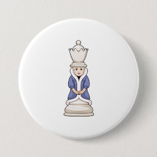 Badge Rond 7,6 Cm Pièce d'échecs Reine d'échecs