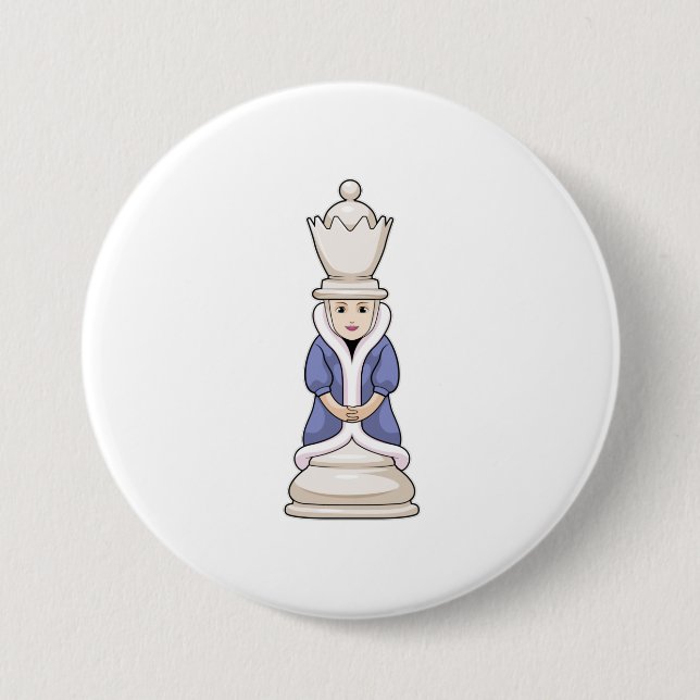 Badge Rond 7,6 Cm Pièce d'échecs Reine d'échecs (Devant)