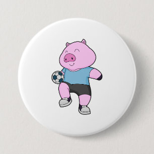 Badge Rond 7,6 Cm Pig Soccer joueur Soccer