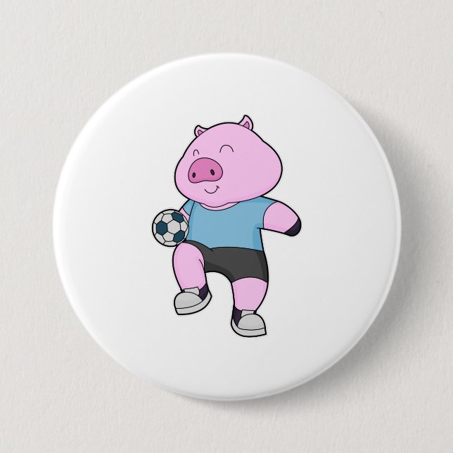 Badge Rond 7,6 Cm Pig Soccer joueur Soccer (Devant)