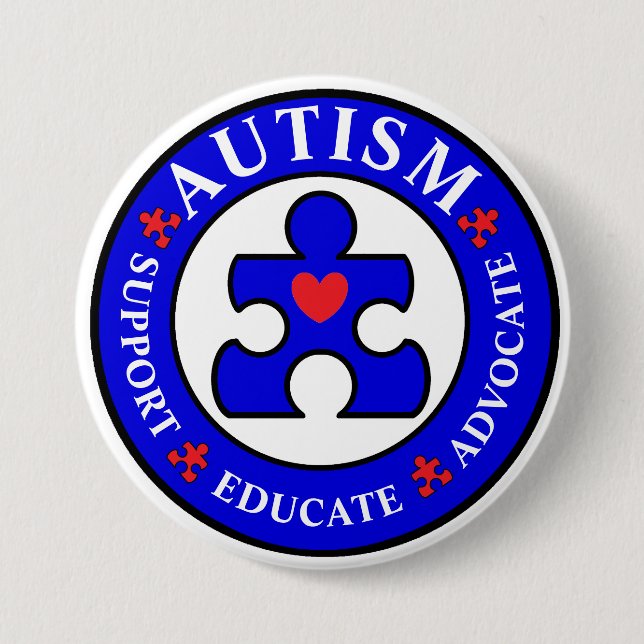 Badge Rond 7,6 Cm Pin bleu de bouton de sensibilisation sur (Devant)