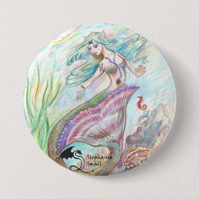 Badge Rond 7,6 Cm Pin d'Elf de sirène (Devant)