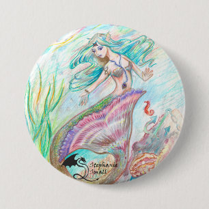Badge Rond 7,6 Cm Pin d'Elf de sirène