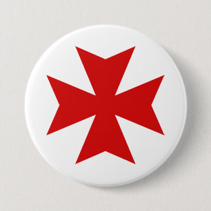 Badge Rond 7,6 Cm pin rouge croix maltaise #1
