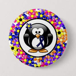 Badge Rond 7,6 Cm Pingouin à ruban bleu foncé