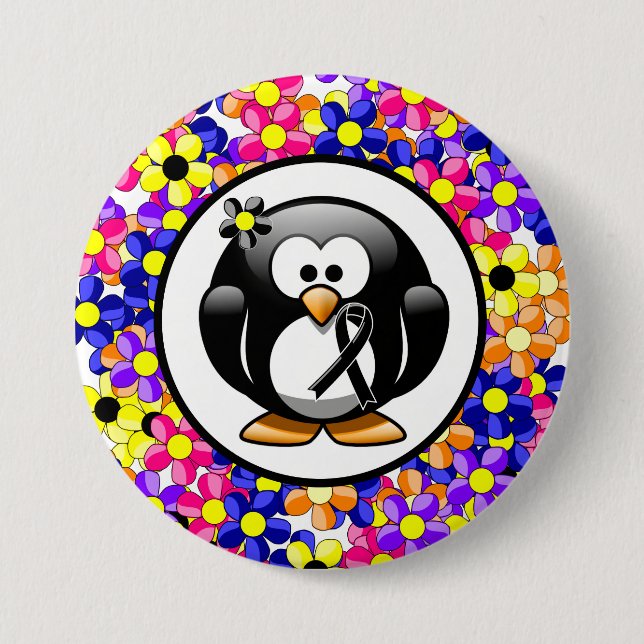 Badge Rond 7,6 Cm Pingouin à ruban noir (Devant)