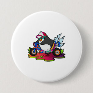 Badge Rond 7,6 Cm Pingouin as Biker