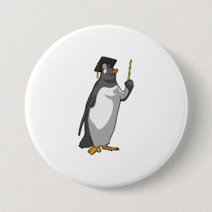Badge Rond 7,6 Cm Pingouin as Teacher with Pointer