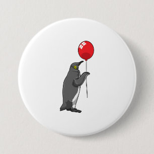 Badge Rond 7,6 Cm Pingouin avec ballon
