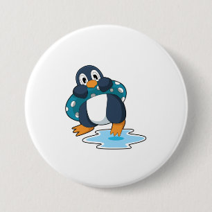 Badge Rond 7,6 Cm Pingouin avec Lifebuoy