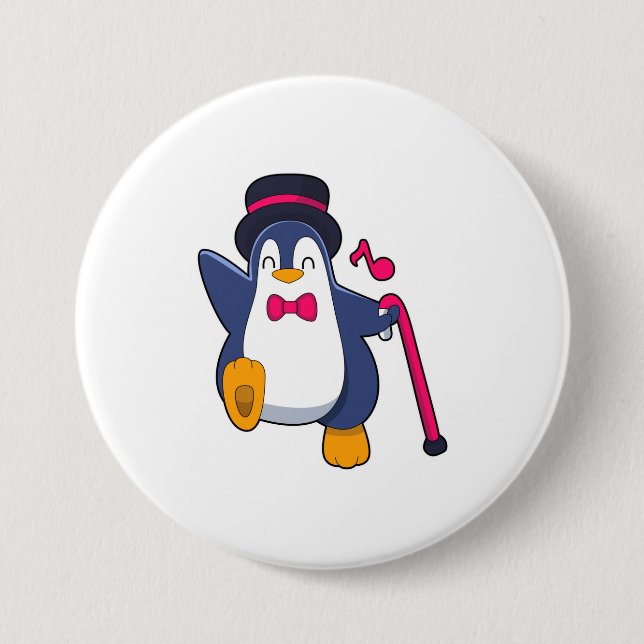 Badge Rond 7,6 Cm Pingouin en Groom avec Cravate (Devant)
