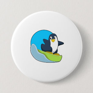 Badge Rond 7,6 Cm Pingouin en Snowboardeur avec Sonowboard.PNG
