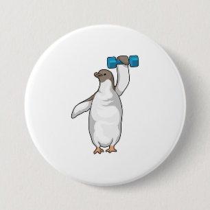 Badge Rond 7,6 Cm Pingouin Fitness Dumbbell