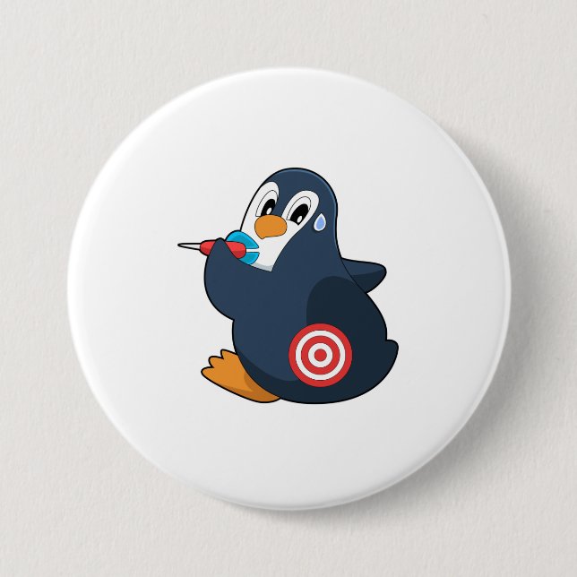 Badge Rond 7,6 Cm Pingouin fléchettes fléchettes (Devant)