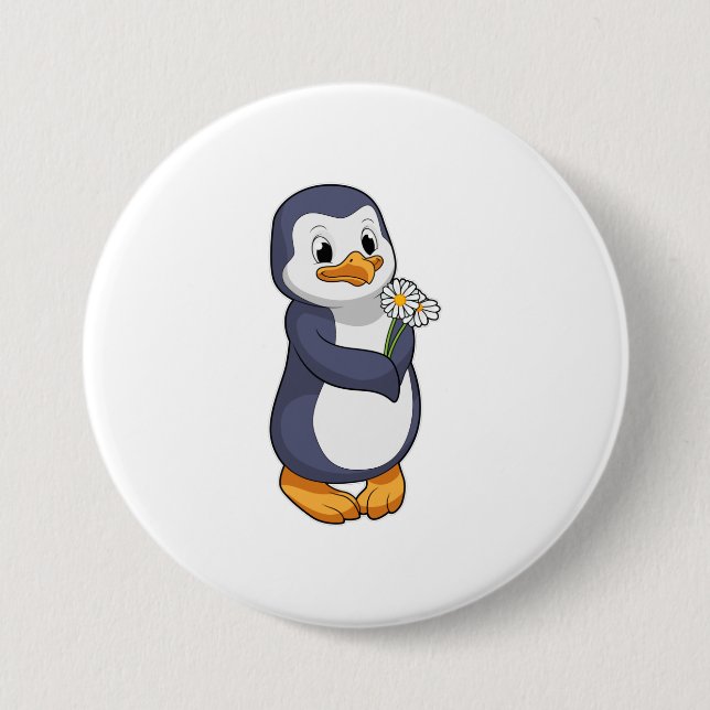 Badge Rond 7,6 Cm Pingouin with Daisy (Devant)