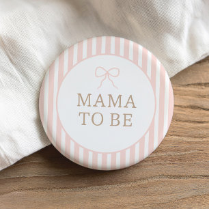 Badge Rond 7,6 Cm Pink Bow Stripes Paris Baby shower Mama à être