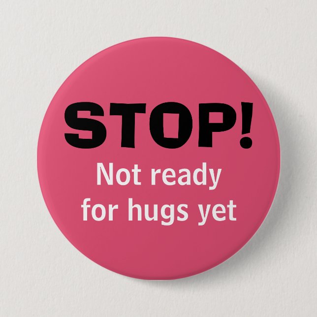 Badge Rond 7,6 Cm Pink STOP No Hugues (Devant)
