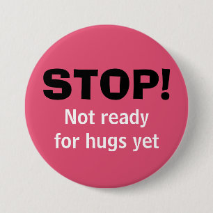 Badge Rond 7,6 Cm Pink STOP No Hugues