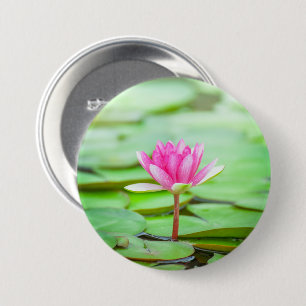 Badge Rond 7,6 Cm Pink Water Lily