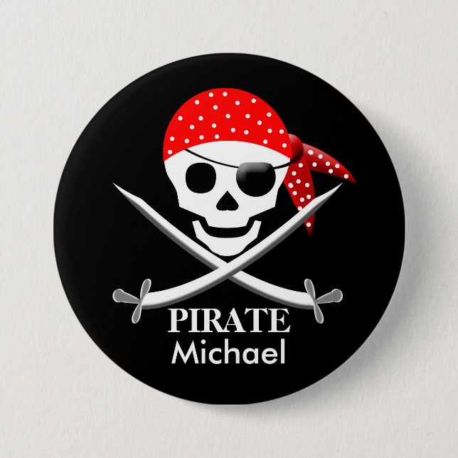 BADGE ROND 7,6 CM PIRATE BOUTONS - PERSONNALISER - COLLECTE (Devant)