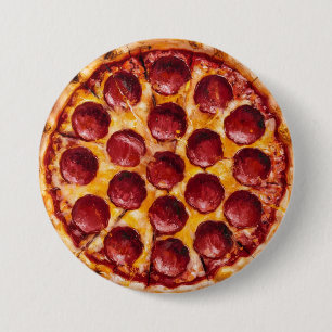 Badge Rond 7,6 Cm Pizza au Pepperoni