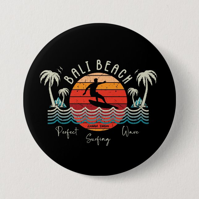 Badge Rond 7,6 Cm Plage de Bali (Devant)