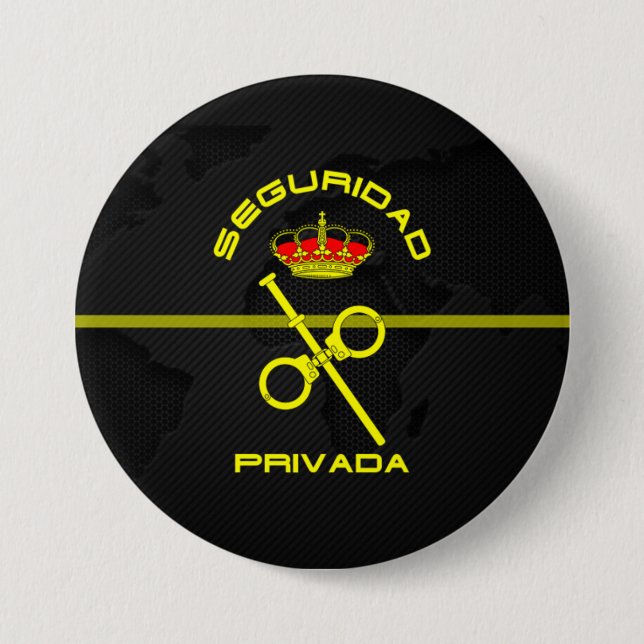 Badge Rond 7,6 Cm Plaque emblème Sécurité Privée l'Espagne (Devant)