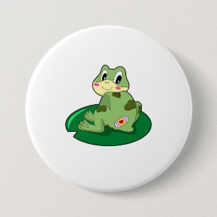 Badge Rond 7,6 Cm Plâtre Coeur Feuille de grenouille