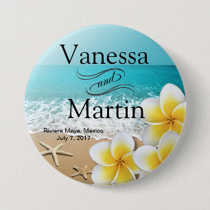 Badge Rond 7,6 Cm Plumeria Starfish Beach Tropical Hawaii